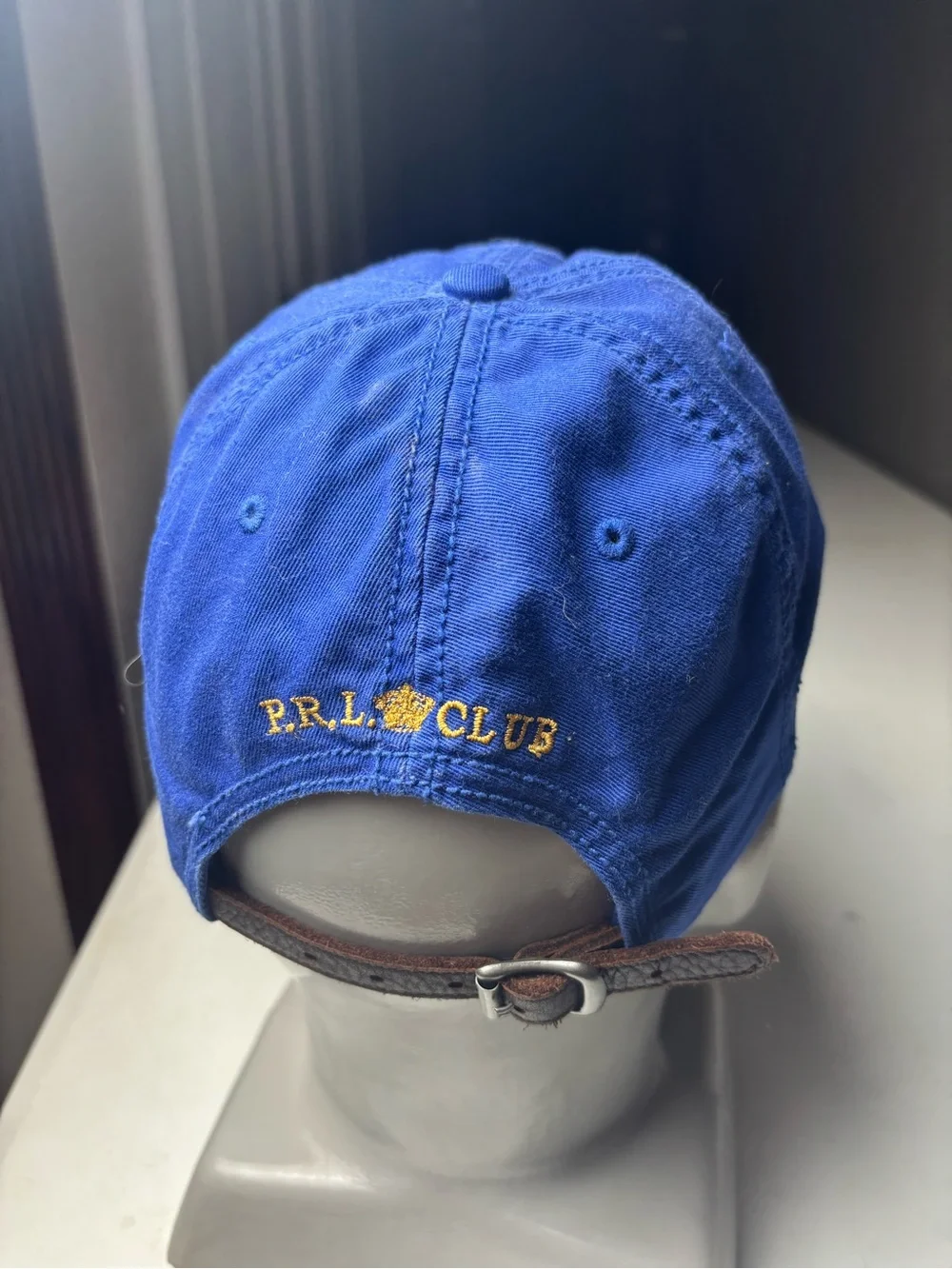 VTG Polo Ralph Lauren PRL Club Royal Blue Equestrian Crest Denim Cap Hat